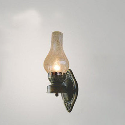 Briolette Retro Bronze Metal Glass Wall Sconce Kerosene-Style for Entryway Ambiance