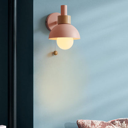 Delmara Nordic Iron Globe Wall Sconce with Colorful Glass Shade for Hallway Lighting