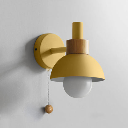 Delmara Nordic Iron Globe Wall Sconce with Colorful Glass Shade for Hallway Lighting
