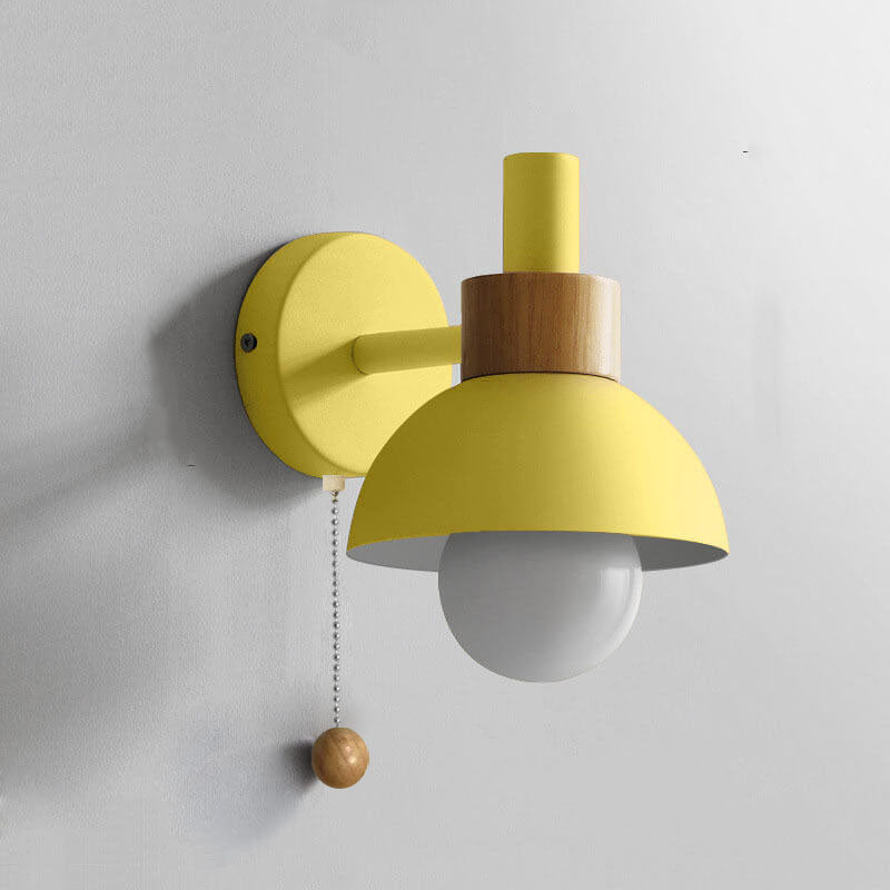 Delmara Nordic Iron Globe Wall Sconce with Colorful Glass Shade for Hallway Lighting