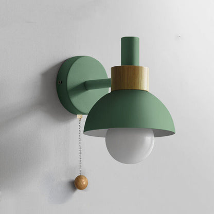 Delmara Nordic Iron Globe Wall Sconce with Colorful Glass Shade for Hallway Lighting