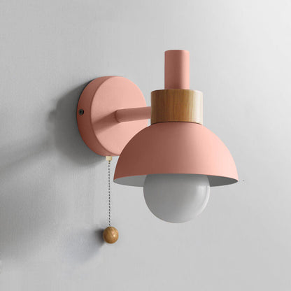 Delmara Nordic Iron Globe Wall Sconce with Colorful Glass Shade for Hallway Lighting