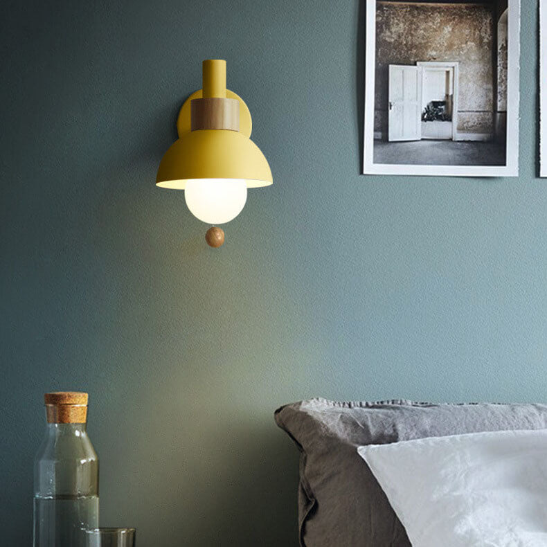 Delmara Nordic Iron Globe Wall Sconce with Colorful Glass Shade for Hallway Lighting
