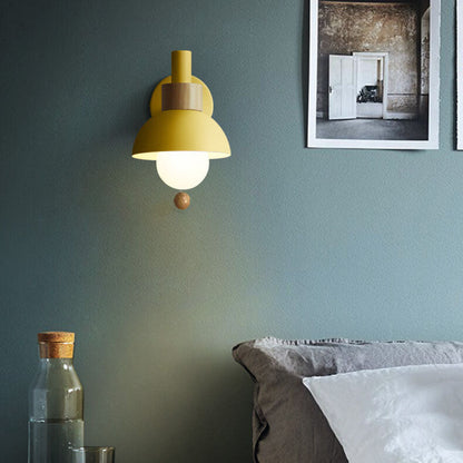 Delmara Nordic Iron Globe Wall Sconce with Colorful Glass Shade for Hallway Lighting