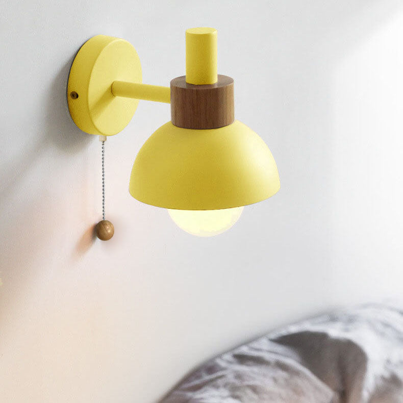 Delmara Nordic Iron Globe Wall Sconce with Colorful Glass Shade for Hallway Lighting