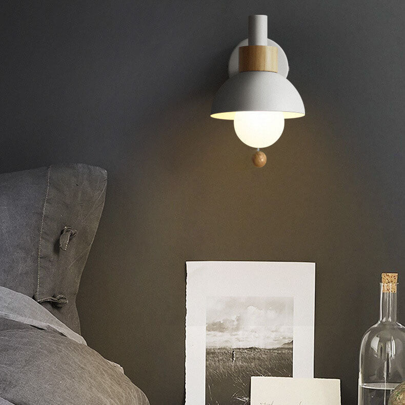 Delmara Nordic Iron Globe Wall Sconce with Colorful Glass Shade for Hallway Lighting