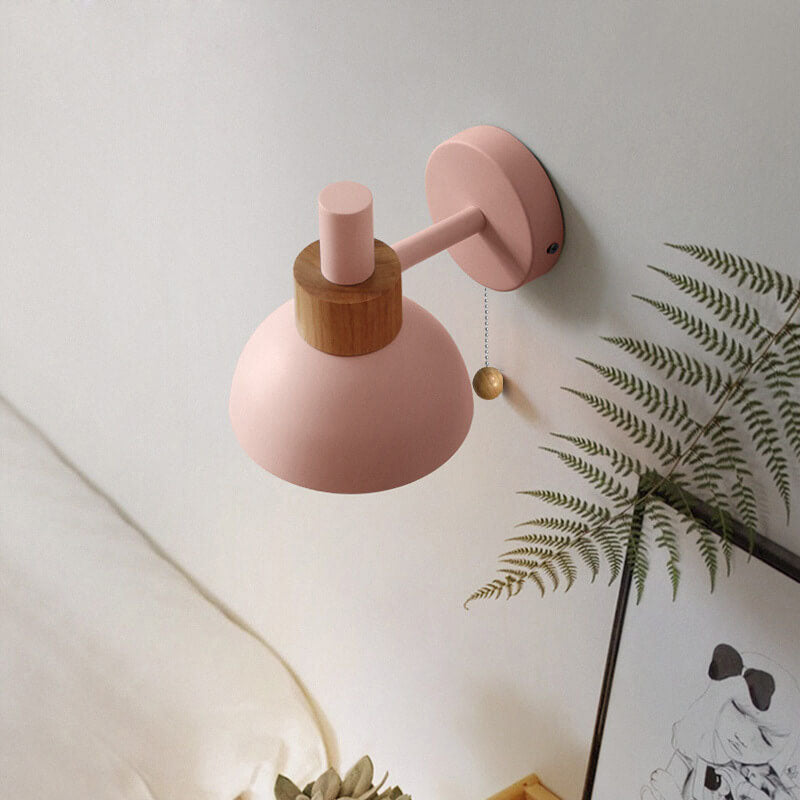 Delmara Nordic Iron Globe Wall Sconce with Colorful Glass Shade for Hallway Lighting