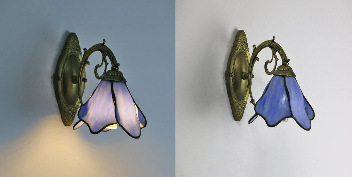 Gildamere Vintage Tiffany Stained Glass Iron Wall Sconce for Hallway Accent Lighting