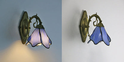 Gildamere Vintage Tiffany Stained Glass Iron Wall Sconce for Hallway Accent Lighting