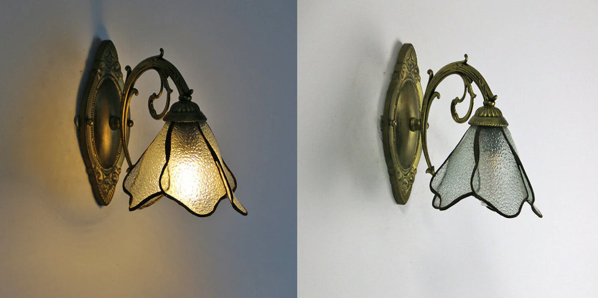Gildamere Vintage Tiffany Stained Glass Iron Wall Sconce for Hallway Accent Lighting