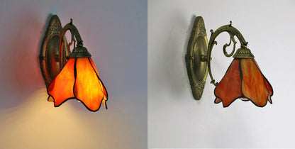 Gildamere Vintage Tiffany Stained Glass Iron Wall Sconce for Hallway Accent Lighting