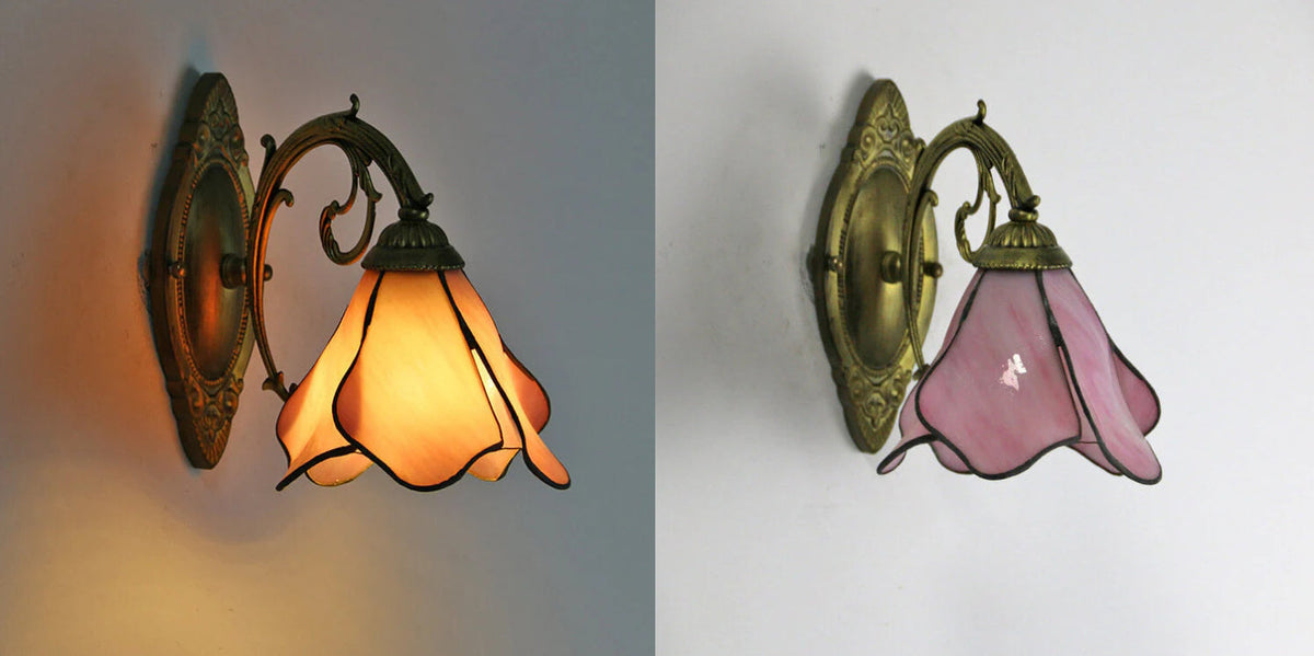 Gildamere Vintage Tiffany Stained Glass Iron Wall Sconce for Hallway Accent Lighting