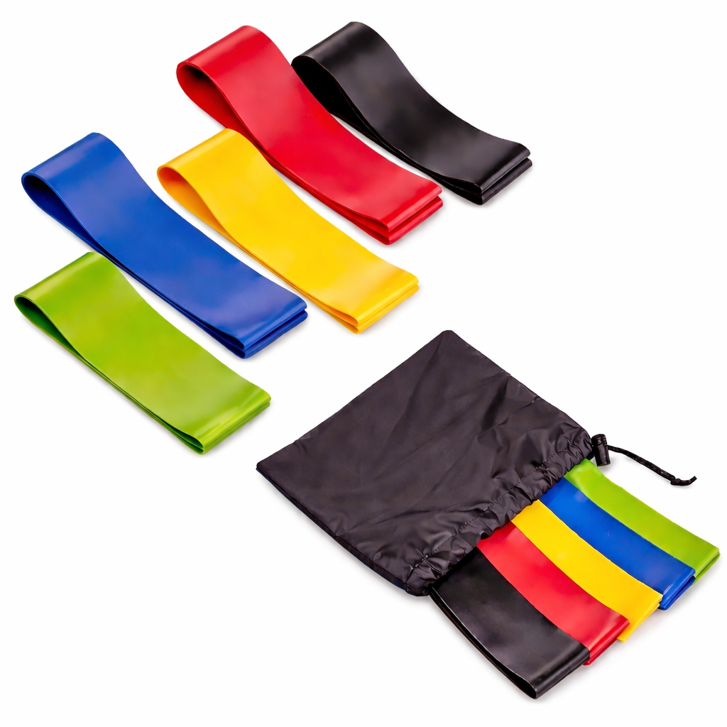 5-Pack Resistance Bands Set with Carry Bag – Natural Latex Loop Bands for Strength Training, Stretching, and Fitness Workouts