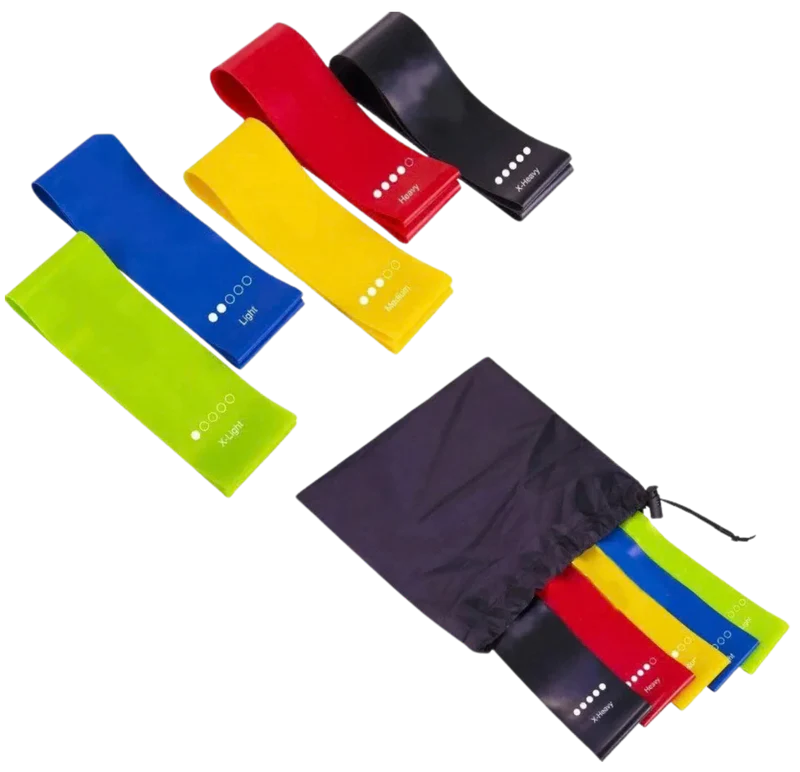 5-Pack Resistance Bands Set with Carry Bag – Natural Latex Loop Bands for Strength Training, Stretching, and Fitness Workouts
