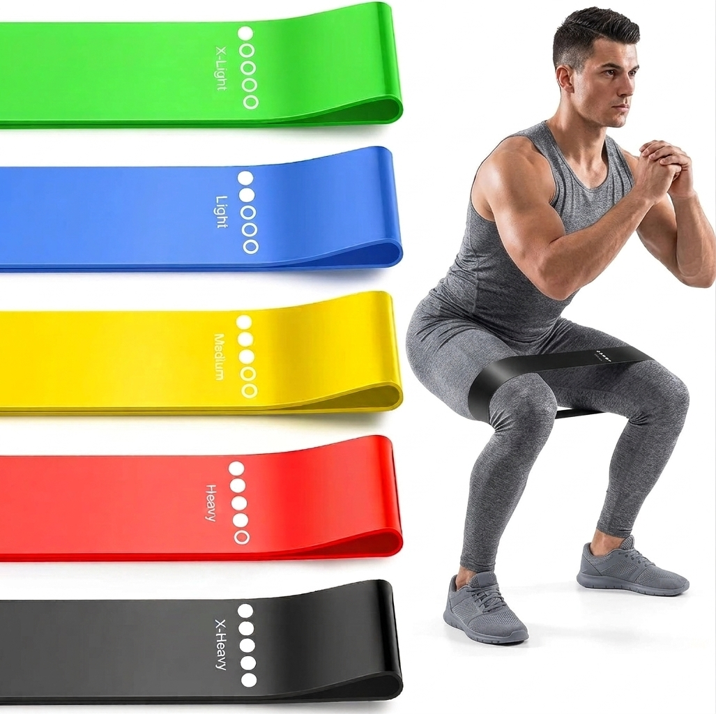 5-Pack Resistance Bands Set with Carry Bag – Natural Latex Loop Bands for Strength Training, Stretching, and Fitness Workouts