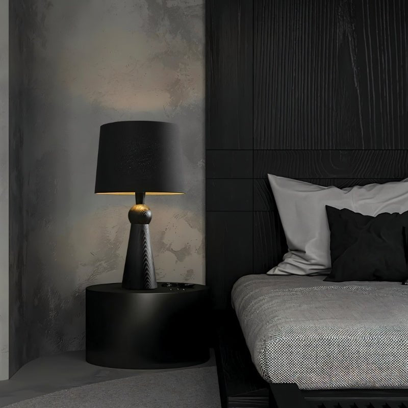 Velaris Modern Fabric Wood Table Lamp Warm E27 Glow for Bedroom and Living Room