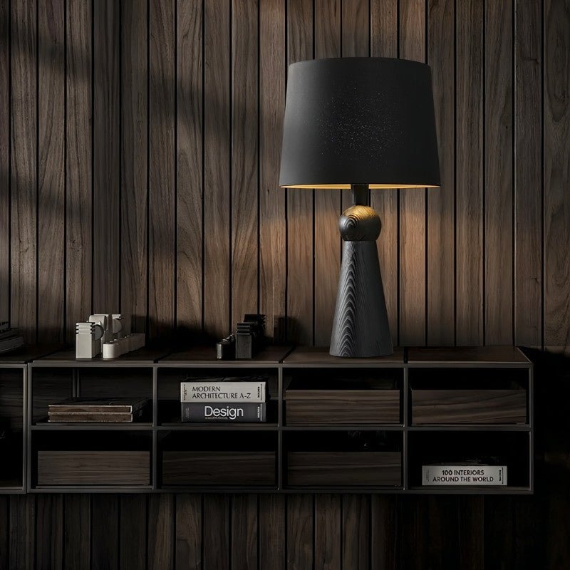Velaris Modern Fabric Wood Table Lamp Warm E27 Glow for Bedroom and Living Room