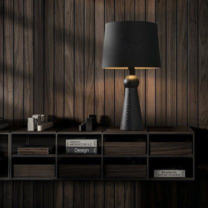 Velaris Modern Fabric Wood Table Lamp Warm E27 Glow for Bedroom and Living Room