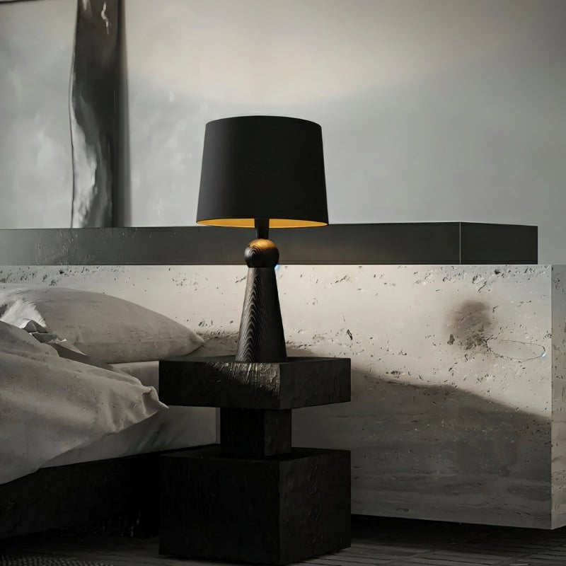 Velaris Modern Fabric Wood Table Lamp Warm E27 Glow for Bedroom and Living Room