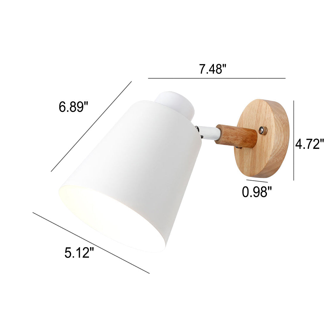 Estellune Macaron Barrel Shade Wood Accent Wall Sconce for Bedside Reading