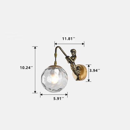 Giavanna Vintage Metal Wall Sconce with Glass Shade for Hallway and Entryway Lighting