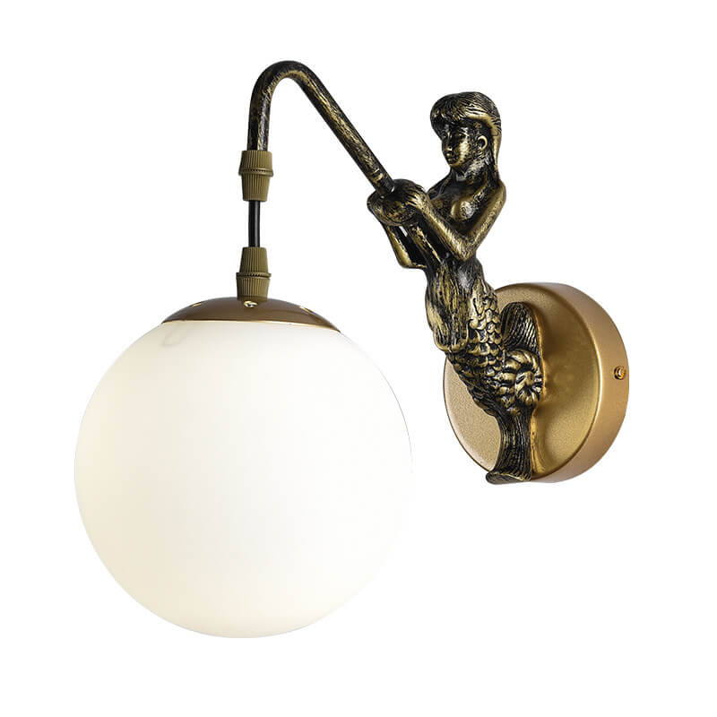 Giavanna Vintage Metal Wall Sconce with Glass Shade for Hallway and Entryway Lighting