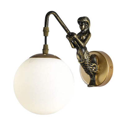 Giavanna Vintage Metal Wall Sconce with Glass Shade for Hallway and Entryway Lighting