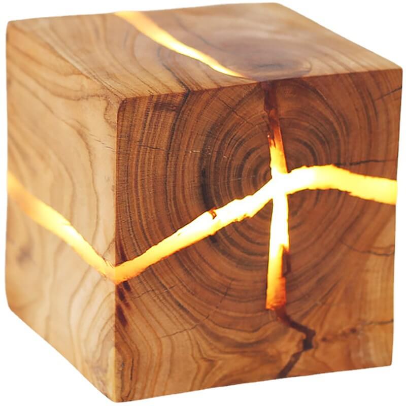 Dorienne Modern Cracked Wood Square Wall Sconce for Bedside and Mirror Lighting
