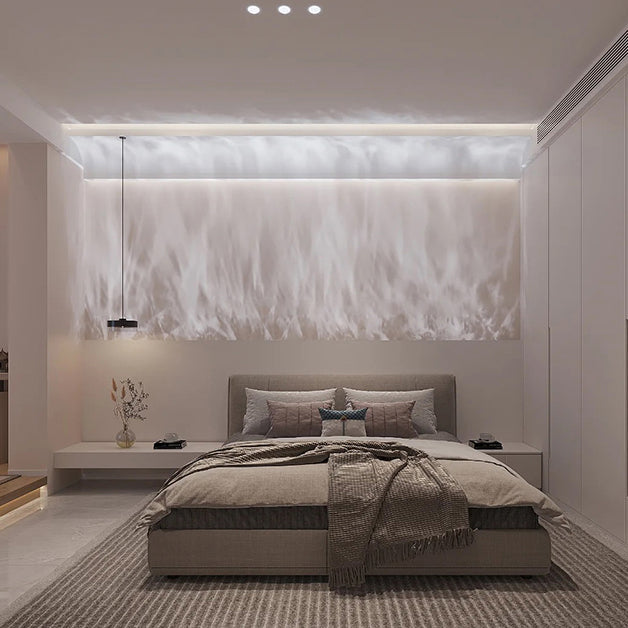 Orlenna Minimalist Black Iron LED Wall Wash Sconce with Rippling Aurora Glow