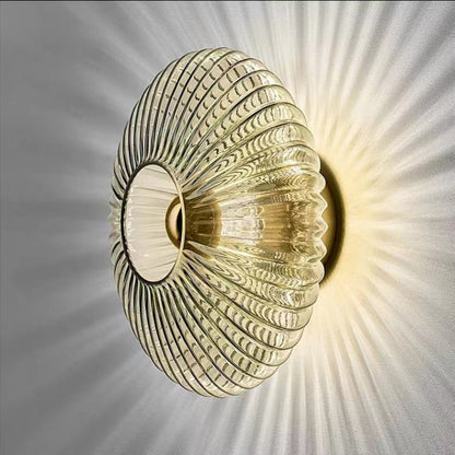 Tourmaline Nordic Vintage Striped Glass Round Wall Sconce for Living Room Accent Lighting
