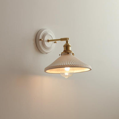 Maribelle Traditional Brass Round Ceramic Wall Sconce for Bedroom and Living Room