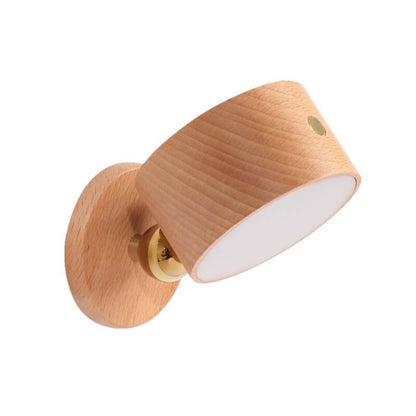 Sylvaine Modern Wood USB Rechargeable Magnetic LED Night Light Wall Sconce