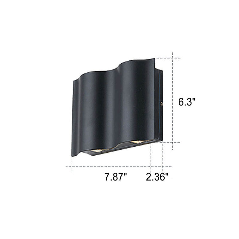 Ravielle Weatherproof Wave Aluminum LED Outdoor Wall Light for Patio and Entryway