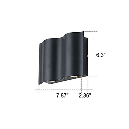 Ravielle Weatherproof Wave Aluminum LED Outdoor Wall Light for Patio and Entryway