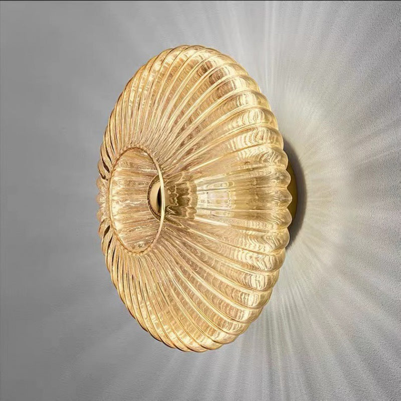 Tourmaline Nordic Vintage Striped Glass Round Wall Sconce for Living Room Accent Lighting