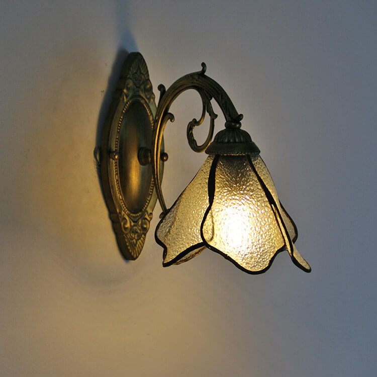 Gildamere Vintage Tiffany Stained Glass Iron Wall Sconce for Hallway Accent Lighting