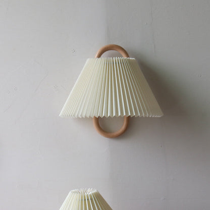 Halcyra Modern Beechwood Fabric Shade Wall Sconce for Hallway and Stairwell Lighting