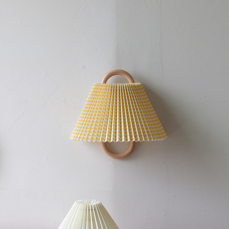 Halcyra Modern Beechwood Fabric Shade Wall Sconce for Hallway and Stairwell Lighting