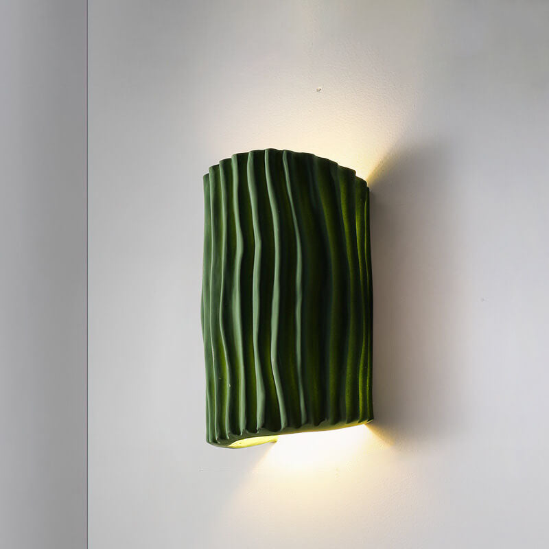 Harloway Contemporary Striped Resin Half-Cylinder Two-Light Wall Sconce for Living Room