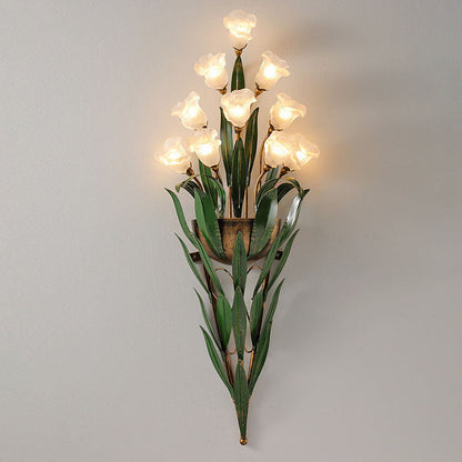 Baldassare Modern Iron Glass Flower LED Wall Sconce for Statement Living Room Lighting