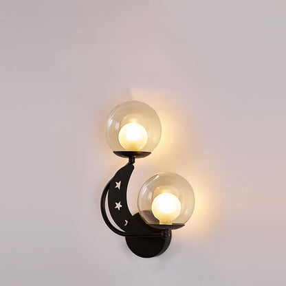 Zabrielle Nordic Iron Glass Globe Wall Sconce with Moon and Star Cutouts