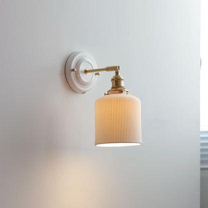 Maribelle Traditional Brass Round Ceramic Wall Sconce for Bedroom and Living Room