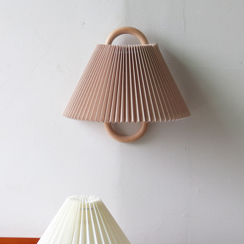 Halcyra Modern Beechwood Fabric Shade Wall Sconce for Hallway and Stairwell Lighting