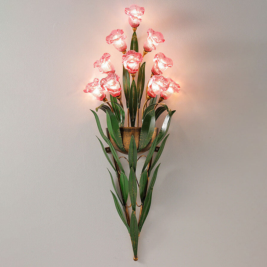 Baldassare Modern Iron Glass Flower LED Wall Sconce for Statement Living Room Lighting