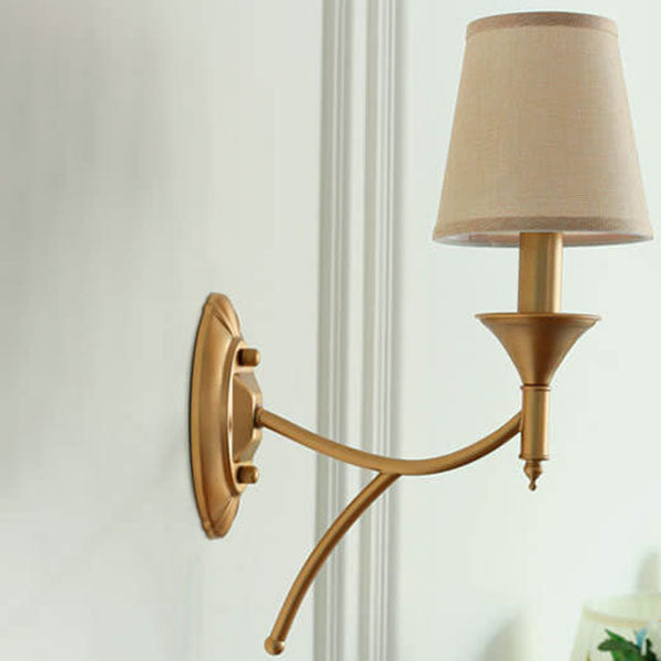 Calanthea European Iron Fabric Mushroom Wall Sconce for Bedside and Study Reading