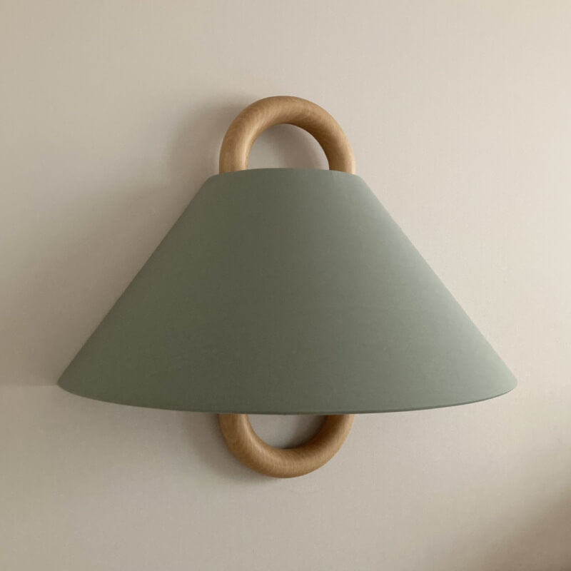 Halcyra Modern Beechwood Fabric Shade Wall Sconce for Hallway and Stairwell Lighting