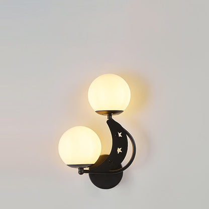 Zabrielle Nordic Iron Glass Globe Wall Sconce with Moon and Star Cutouts