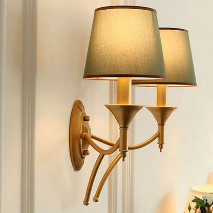 Calanthea European Iron Fabric Mushroom Wall Sconce for Bedside and Study Reading