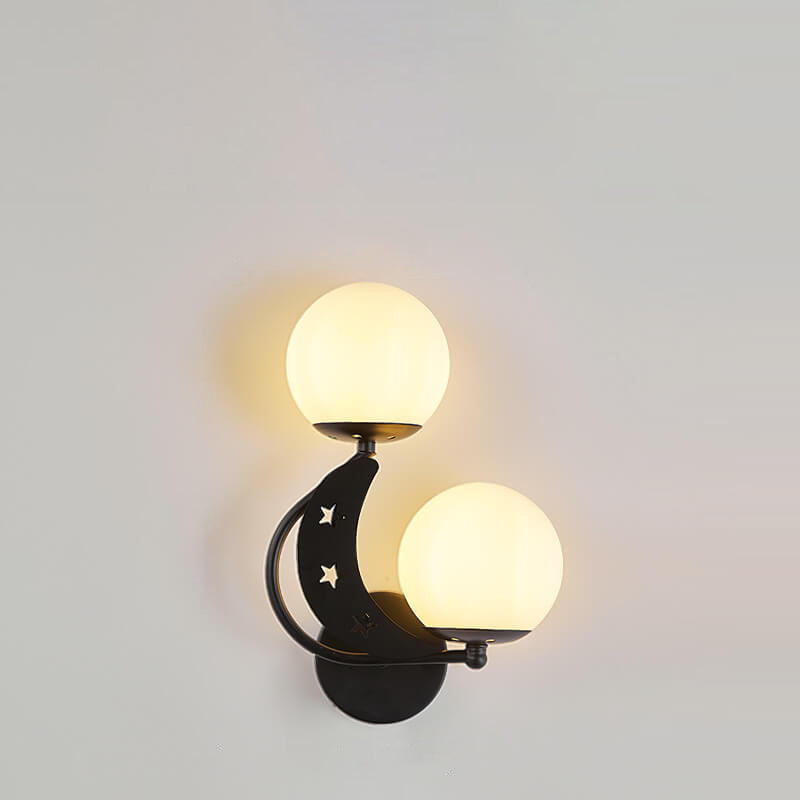 Zabrielle Nordic Iron Glass Globe Wall Sconce with Moon and Star Cutouts