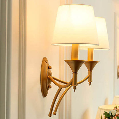 Calanthea European Iron Fabric Mushroom Wall Sconce for Bedside and Study Reading